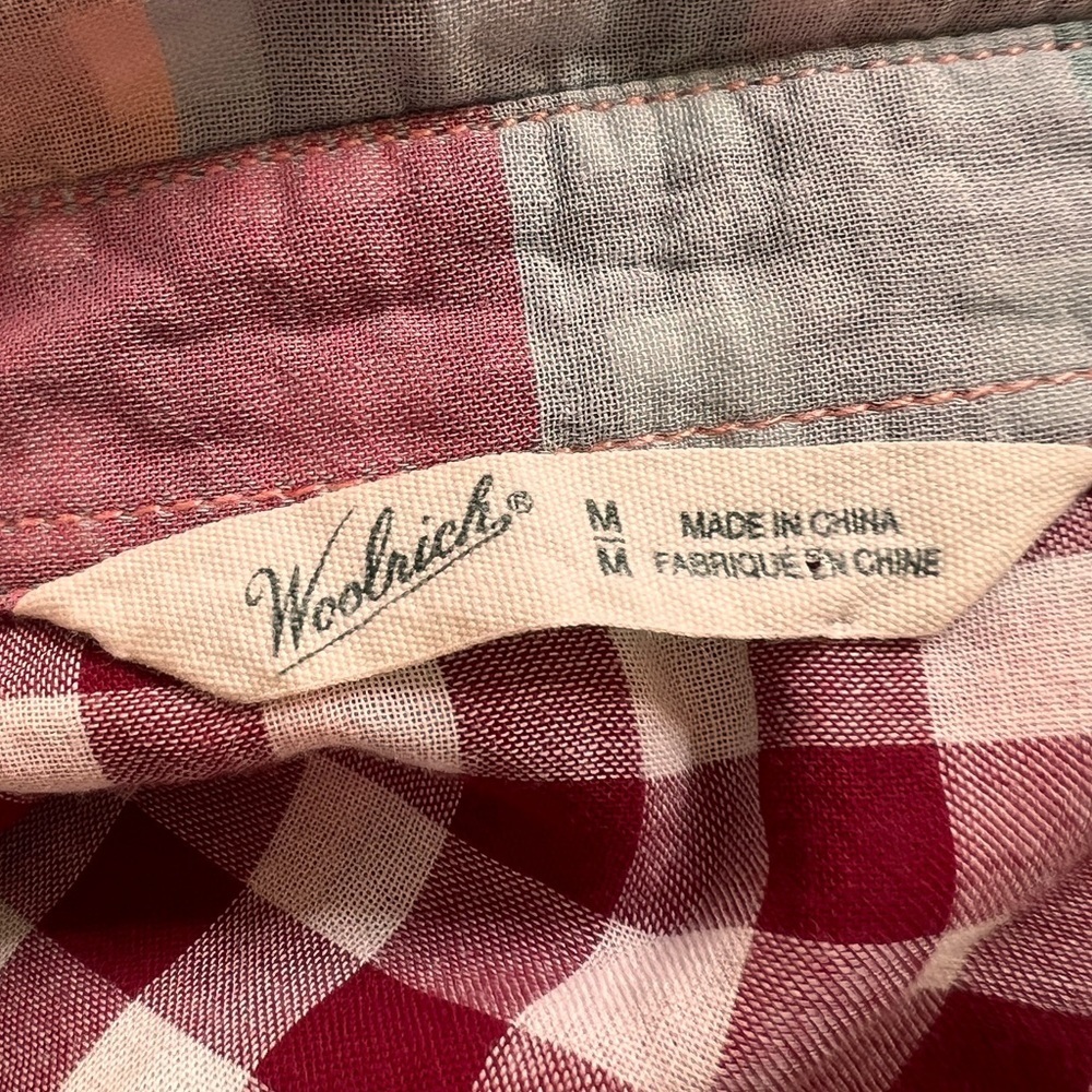 Woolrich Organic Cotton Plaid Red Orange Blue Button Down Gingham Shirt … - Picture 13 of 14